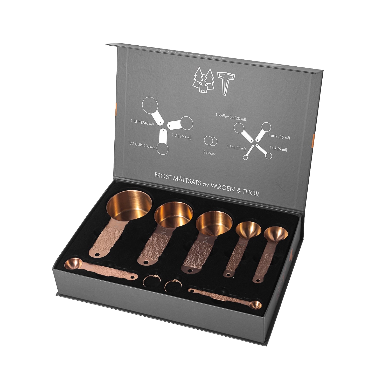 Frost Measuring Set, 7 Pieces + 2 Rings, Copper