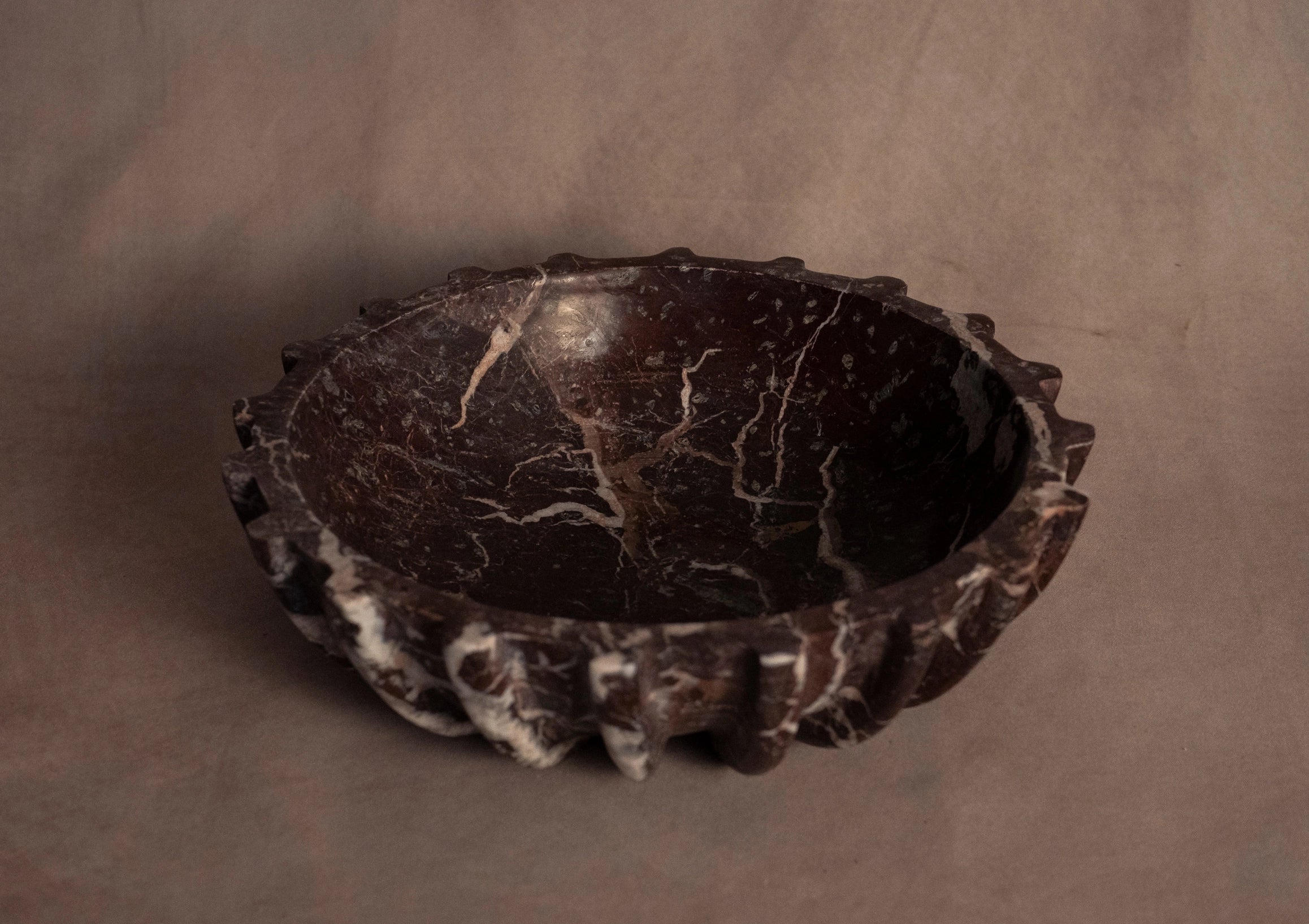Signature Pleated Bowl - Red Zebra - Marble