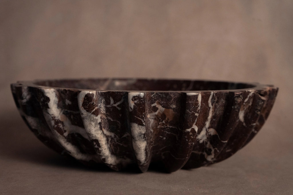 Signature Pleated Bowl - Red Zebra - Marble
